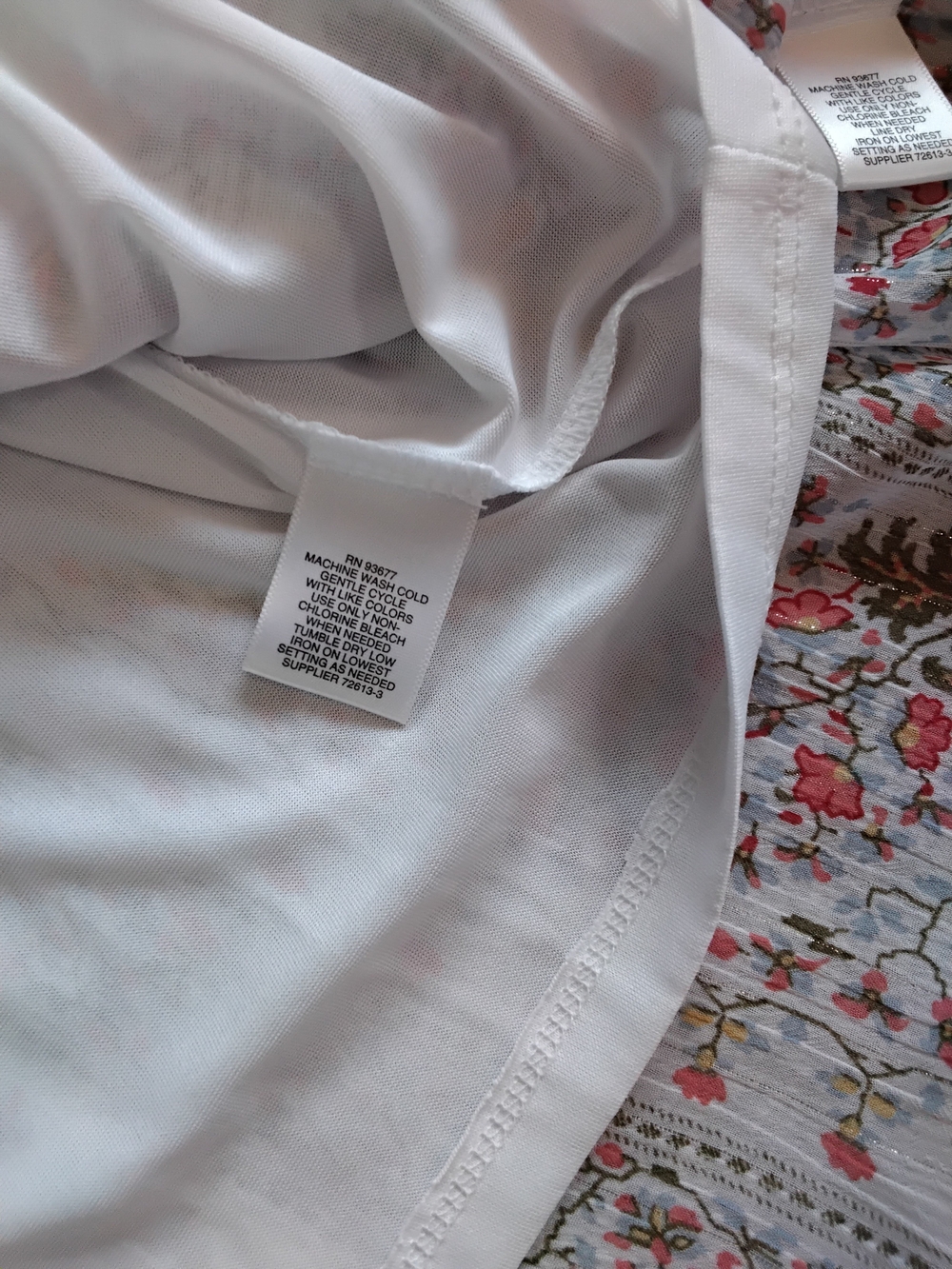 Liz Claiborne Sleeveless Floral Top with Tassel Tie and Camisole - White - Picture 6 of 7